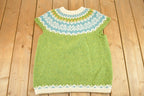 Vintage 1960s Hand Knit Crewneck Sweater Womens M /