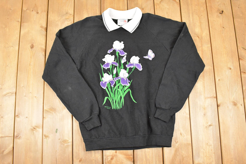 Vintage 1990s Morning Sun Collared Floral Graphic Print Sweatshirt Womens XL