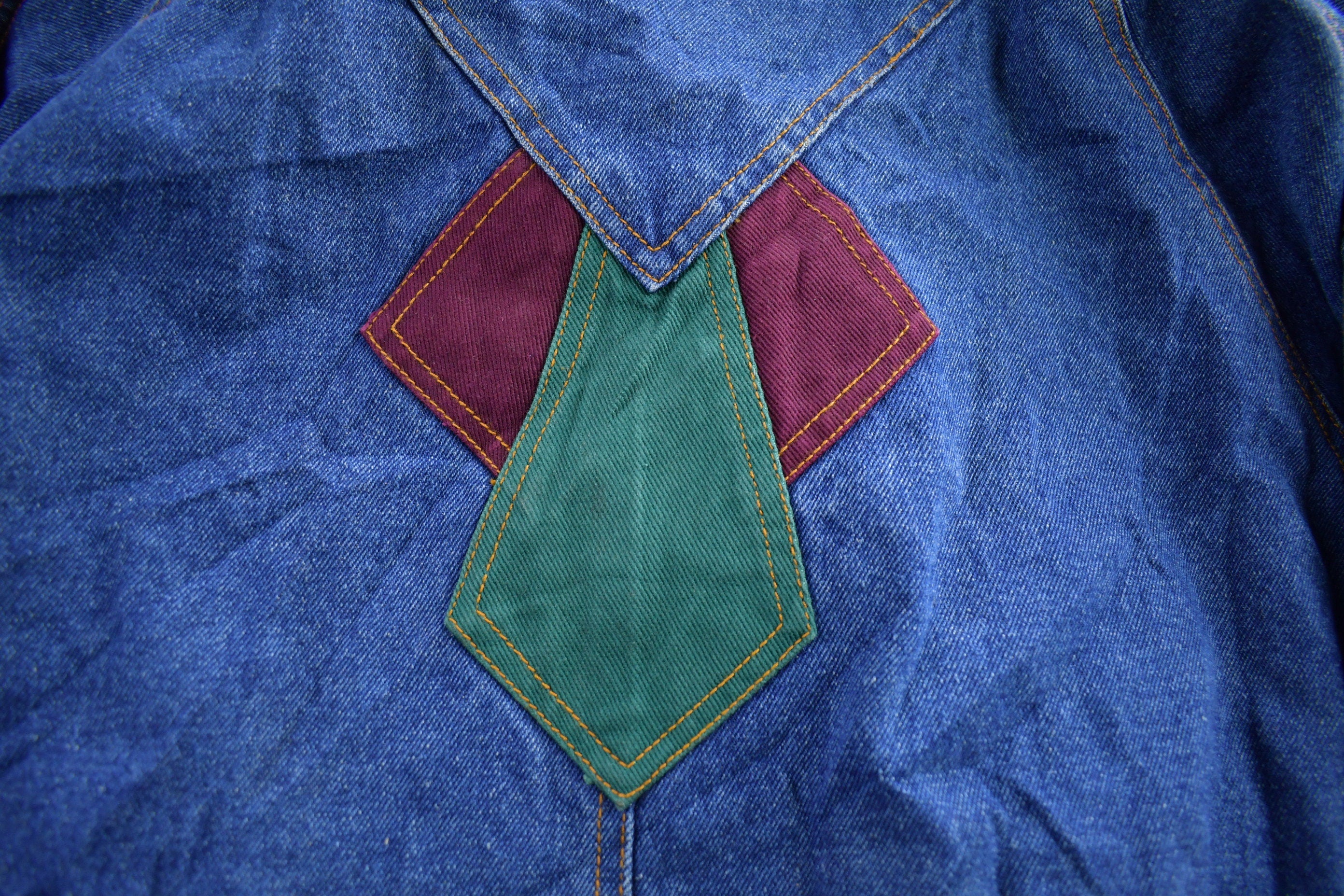 Vintage 1980s Current Seen Embroidered Denim Jean Jacket Womens L