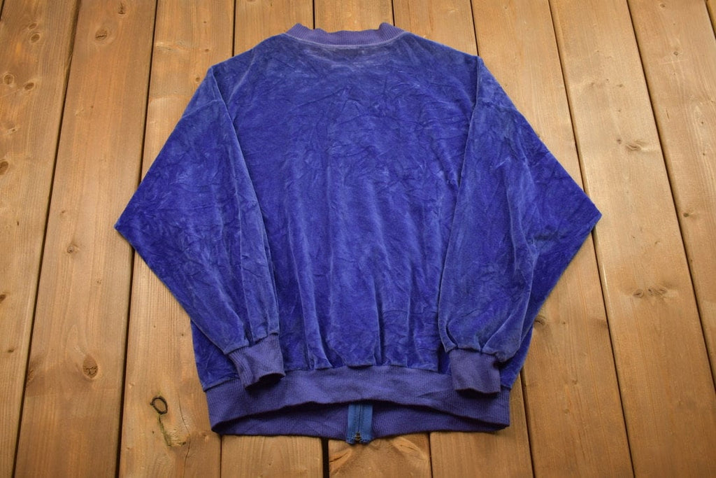 Vintage 1990s Velour Zip Up Sweatshirt