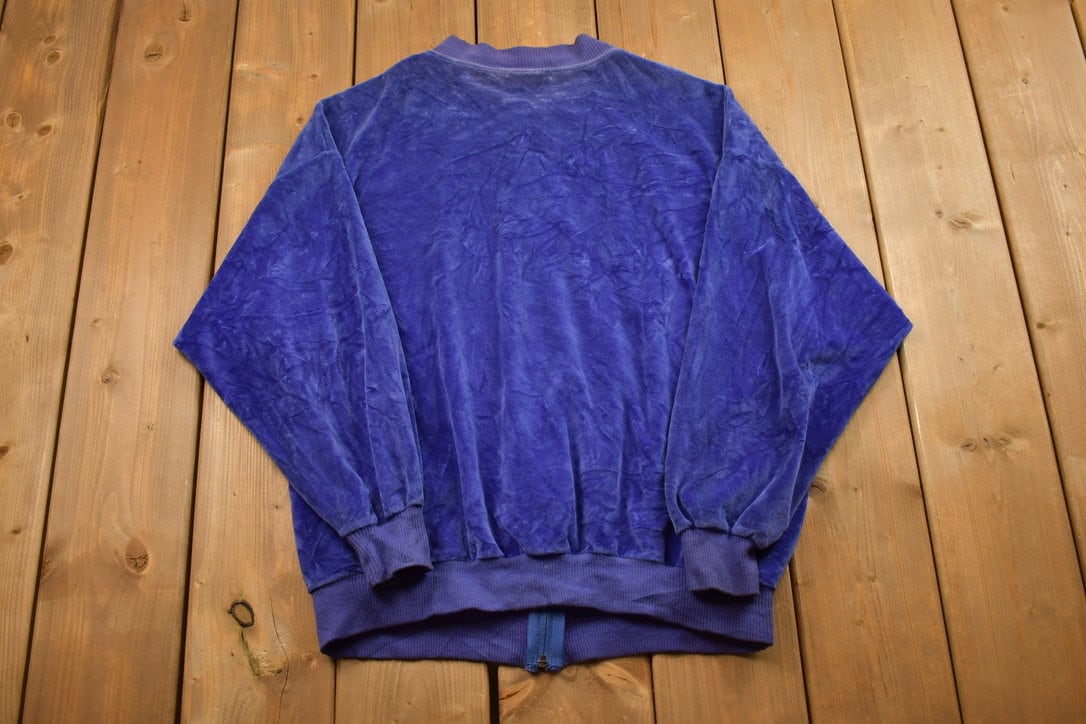 Vintage 1990s Velour Zip Up Sweatshirt