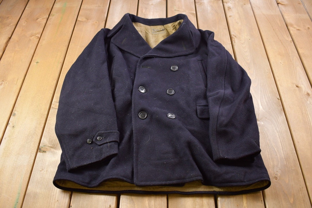 Vintage 1940s Sport pal Royal Menswear Button Up Pea Coat