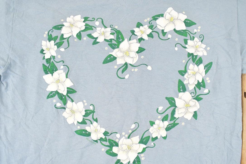 Vintage 1990s Heart Shaped Flower Souvenir Travel T-Shirt Women's M