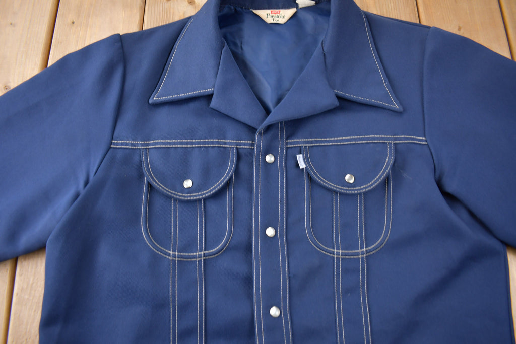 Vintage 1970s Levi's Panatela Tops Western Style Pearl Snap Button Up Shirt Made in USA Size L