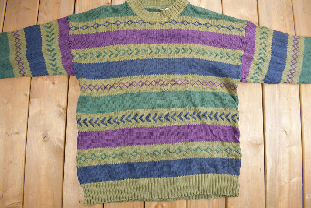 Vintage 1980s Striped Knit Crewneck Sweater