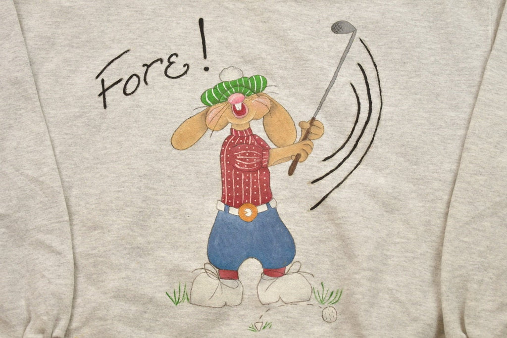 Vintage 1990s Rabbit Golfing Cute Crewneck Sweater