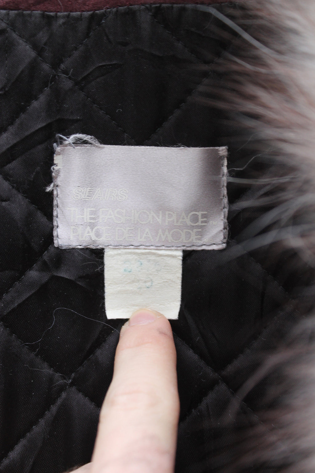 Vintage 1980s Fox Fur Collar Suede Trench Coat Winter Outerwear