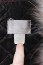 Vintage 1980s Fox Fur Collar Suede Trench Coat Winter Outerwear