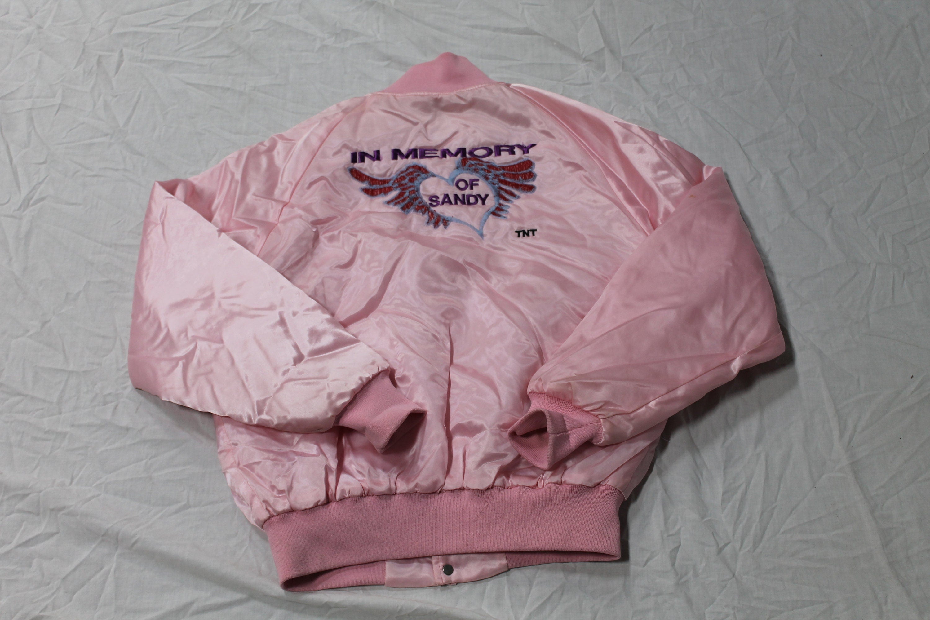 BO2 Vintage 1980s In Memory Of Sandy Satin Bomber Jacket