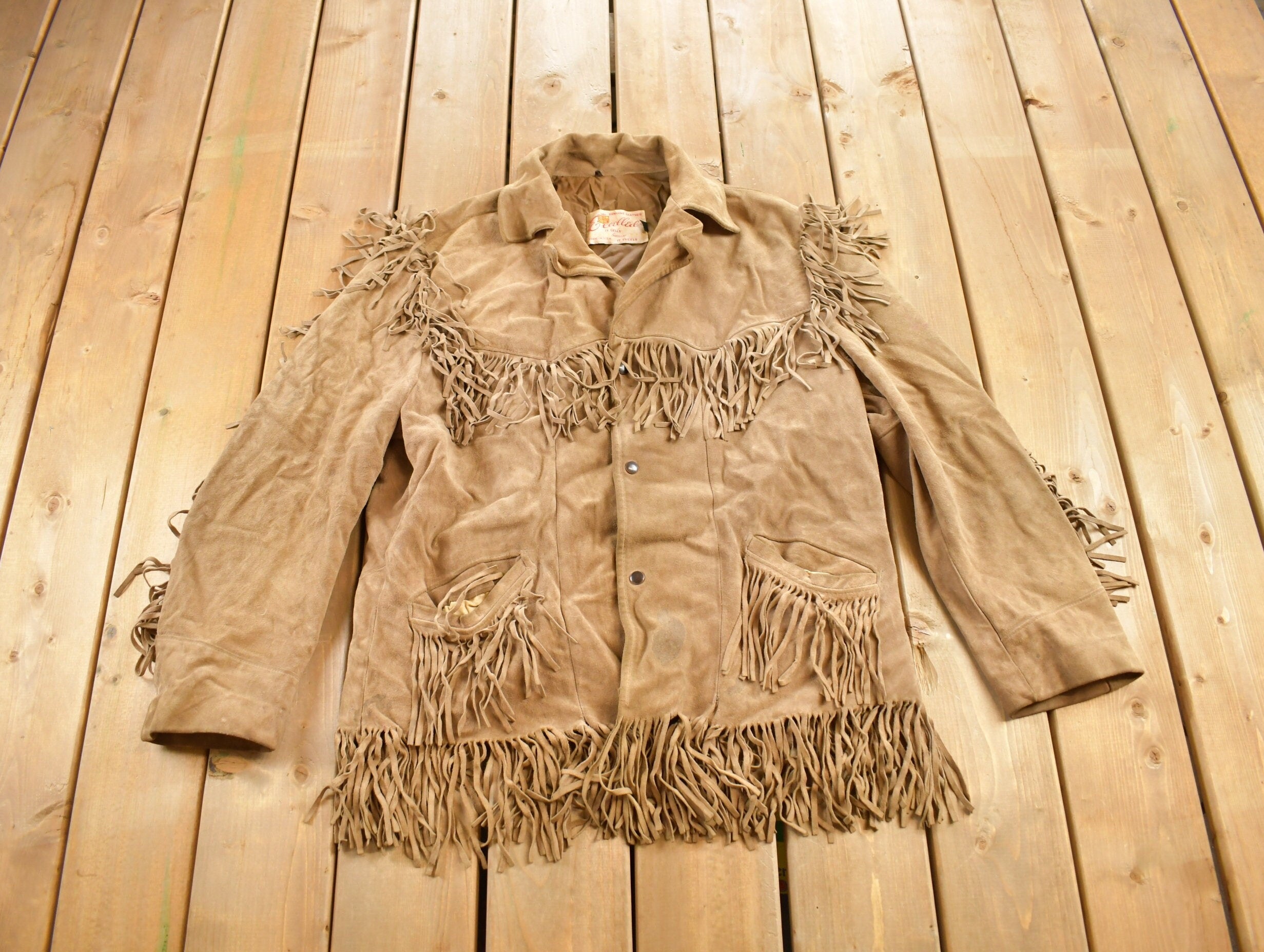 Vintage 1960s Excelled Genuine Leather Western Fringe Jacket