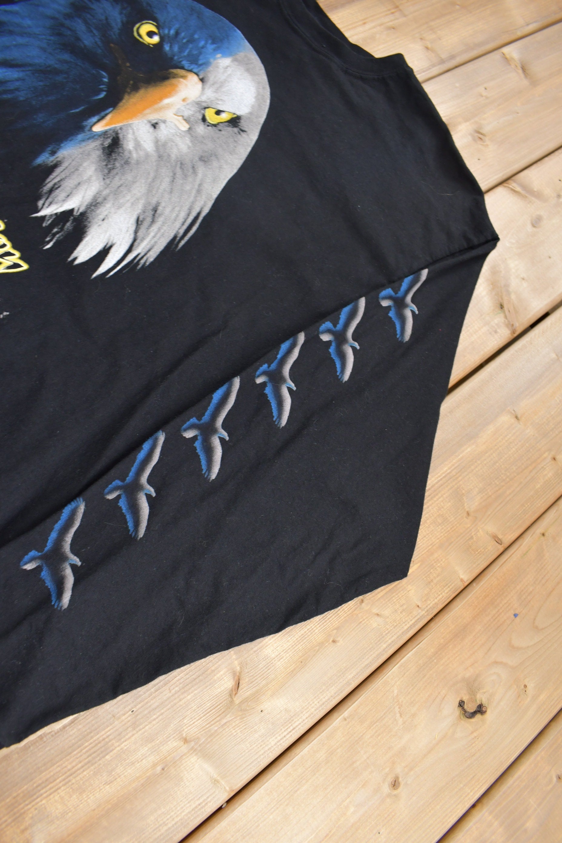 Vintage 1990s Bald Eagle Night Vision Outdoor Life Long Sleeve Graphic T-Shirt