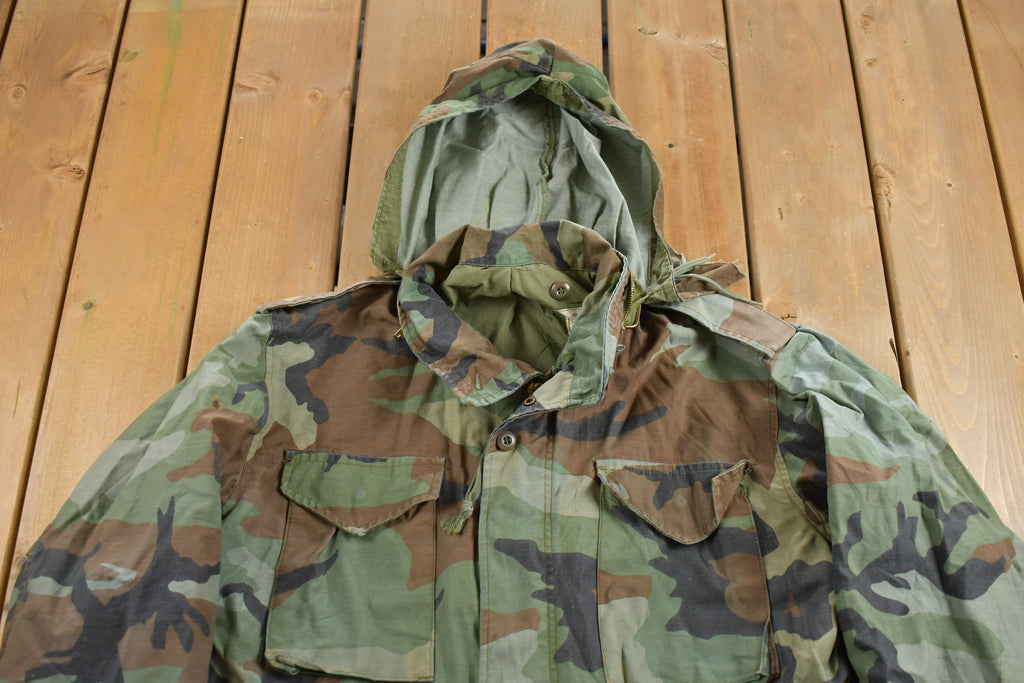 Vintage 1984 Military Woodland Camouflage Cold Weather Field Jacket