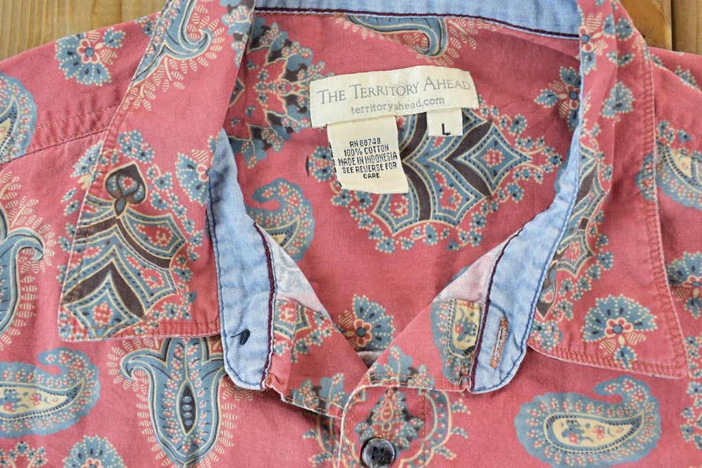 Vintage 1990s The Territory Ahead Paisley Button Up Shirt  Vintage Flannel  Plaid Button Up  Cowboy Shirt  Preppy Button Up