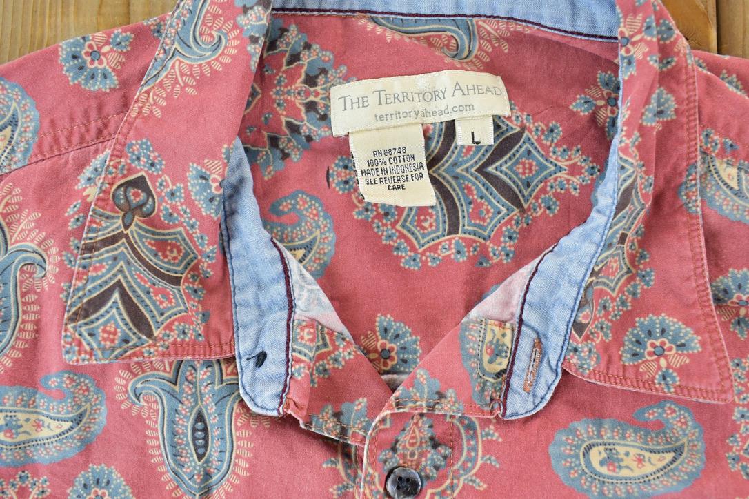 Vintage 1990s The Territory Ahead Paisley Button Up Shirt  Vintage Flannel  Plaid Button Up  Cowboy Shirt  Preppy Button Up