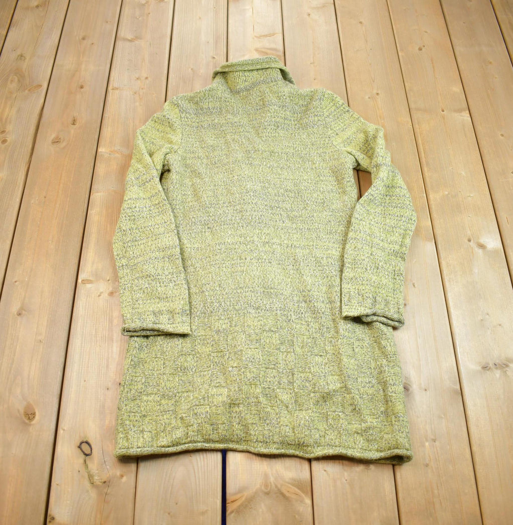 Vintage 1980s Arte Green Knit Long Cardigan Sweater