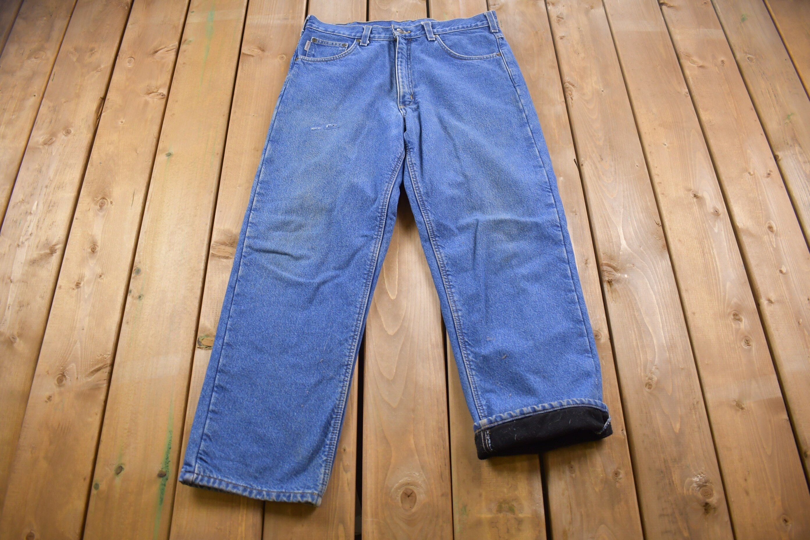 Vintage 1990s Carhartt Cotton Lined Work Jeans Size 35 x 29