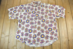 Vintage 1990s Pro Spirit All Over Print Floral Geometric Short Sleeve Button Up Shirt