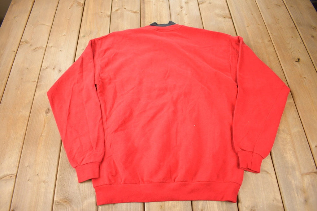 Vintage 1990s Wisconsin Embroidered Double Collar Crewneck Sweatshirt Made In USA