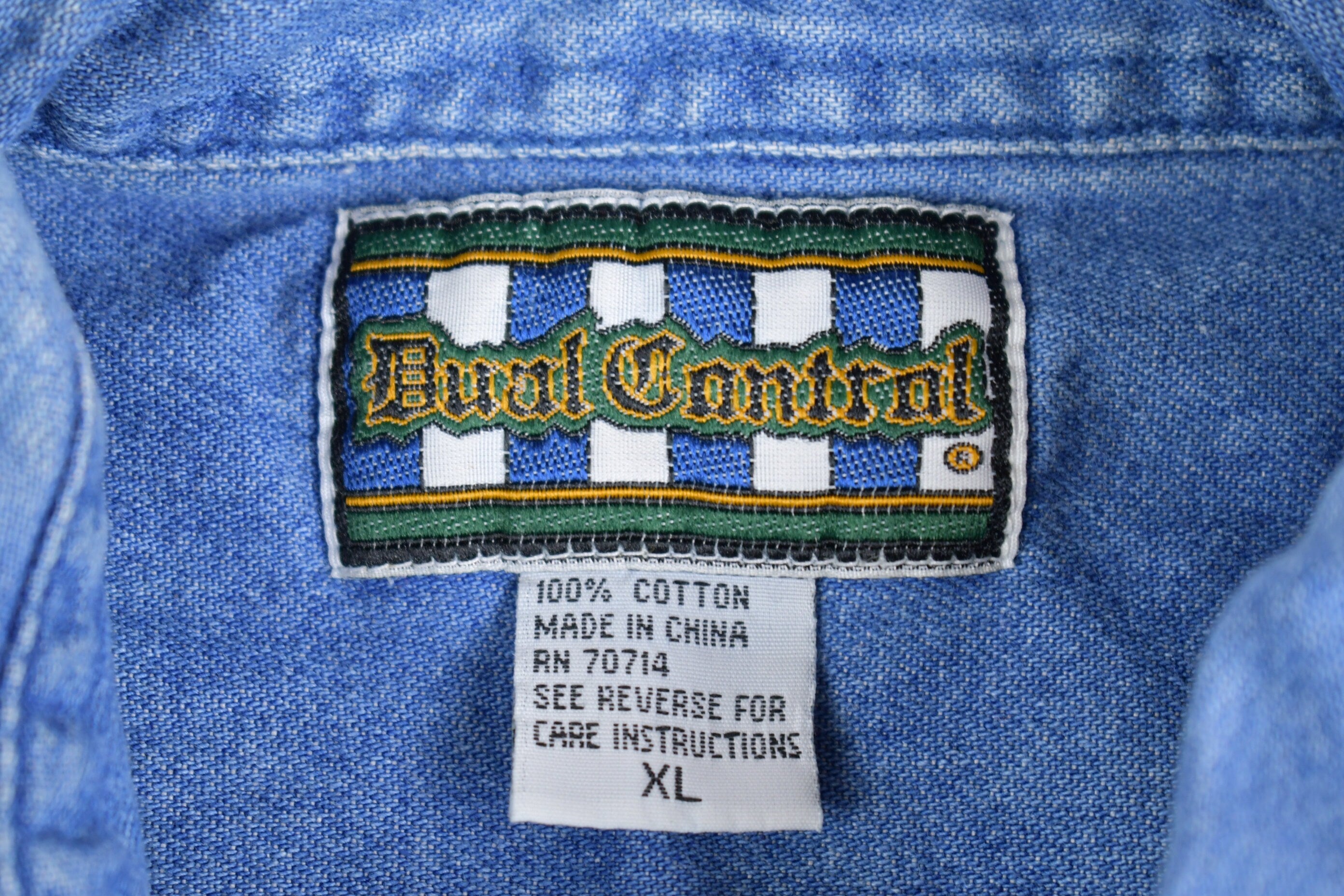 Vintage 1990s Dual Control Blank Denim Button Up Shirt