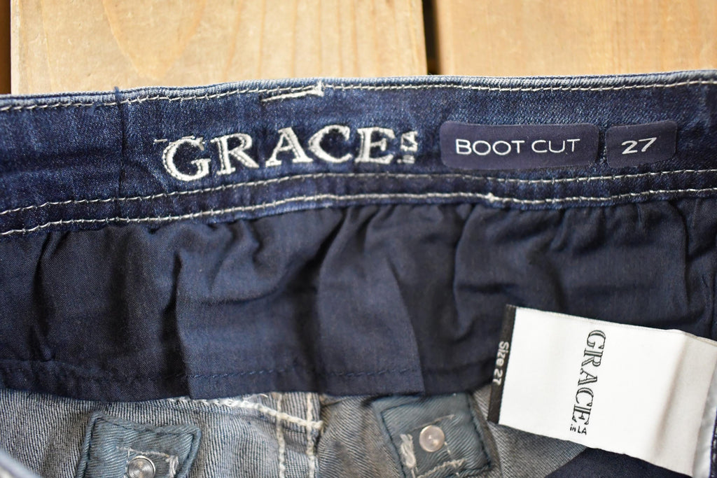 Vintage Deadstock Y2K Grace LA Bedazzled Low Rise Jeans Women's Size 27 x 32