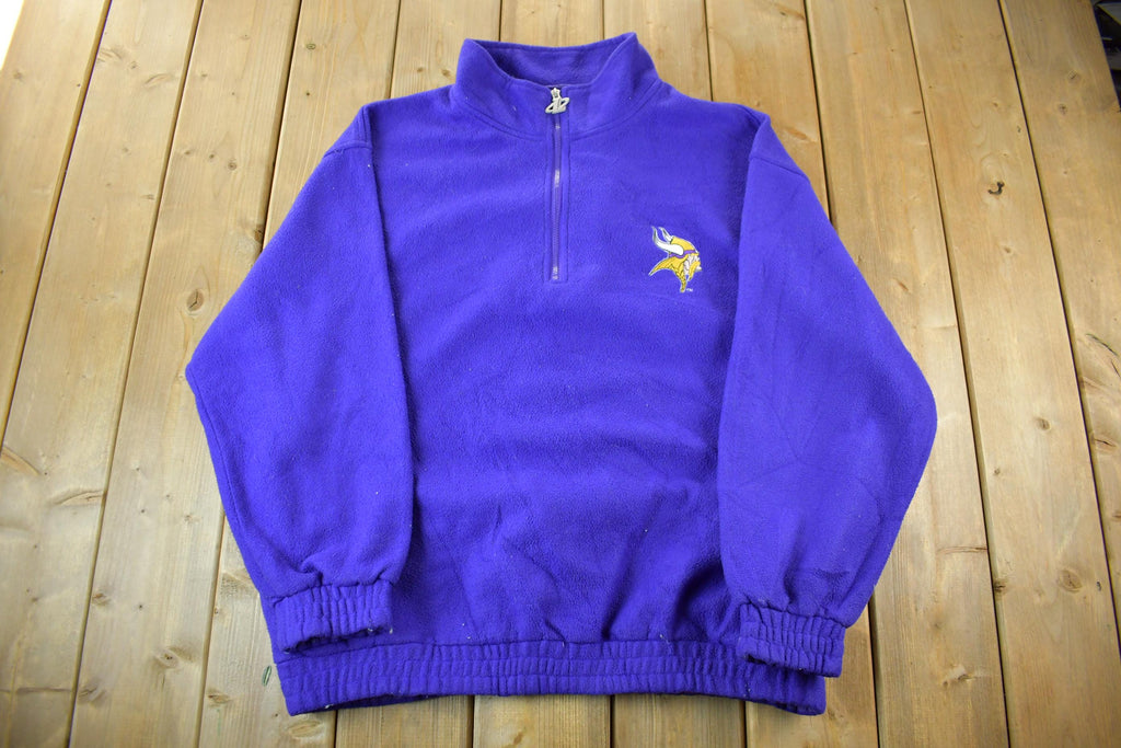 Vintage 1990s Minnesota Vikings Fleece Quarter Zip NFL Sweater Mens XL