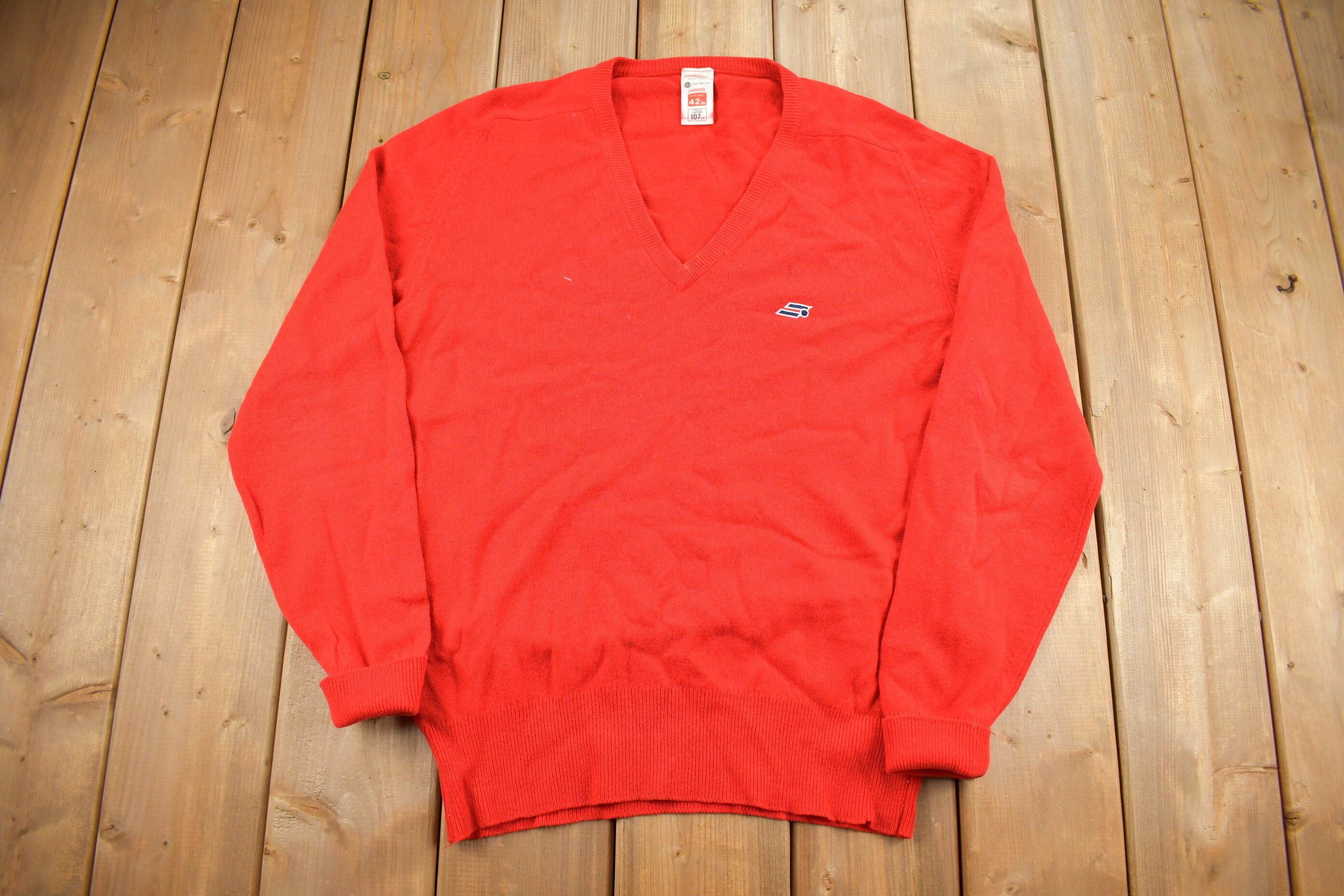 Vintage 1980s St Michael Pure New Wool Knit V-Neck Sweater