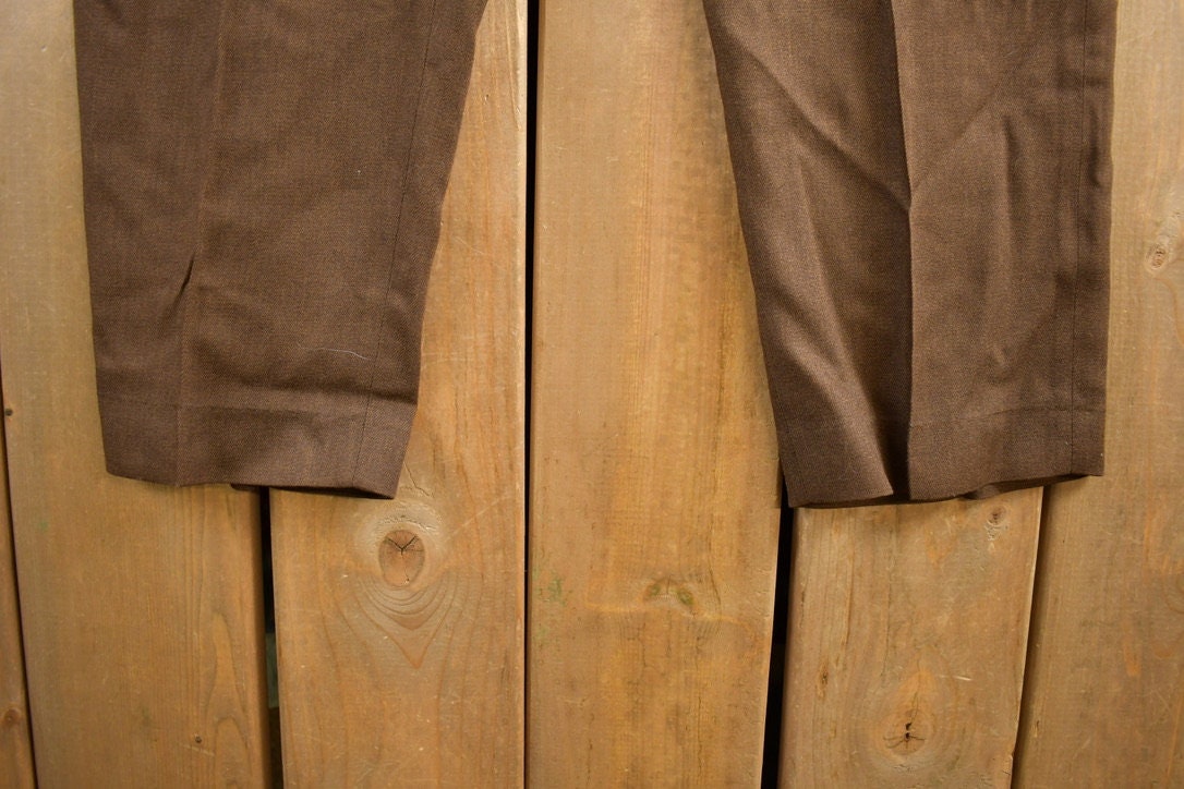 Vintage 1990s Brown Wool Trousers Size 32x28