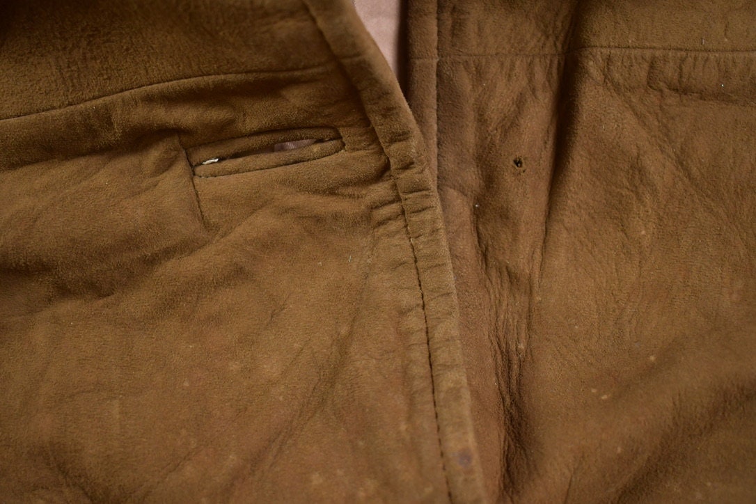 Vintage 1960s Fur Collar Leather Overcoat