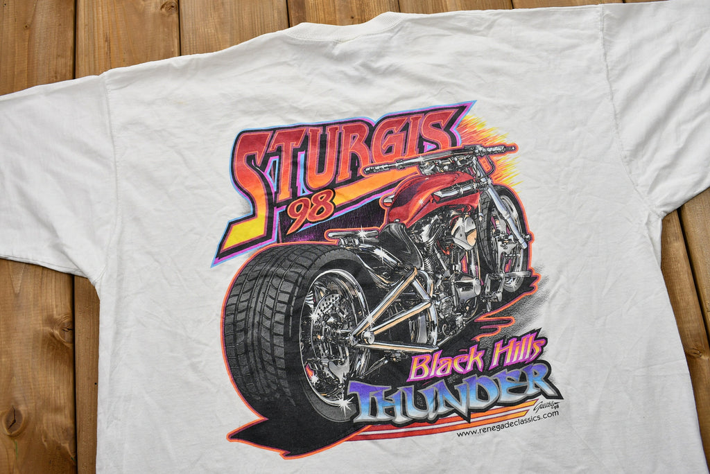 Vintage 1998 Sturgis Black Hills Thunder Motorcycle Rally T-Shirt