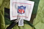 Vintage 1990s Camo Raiders NFL Football Hooded Puffer Jacket