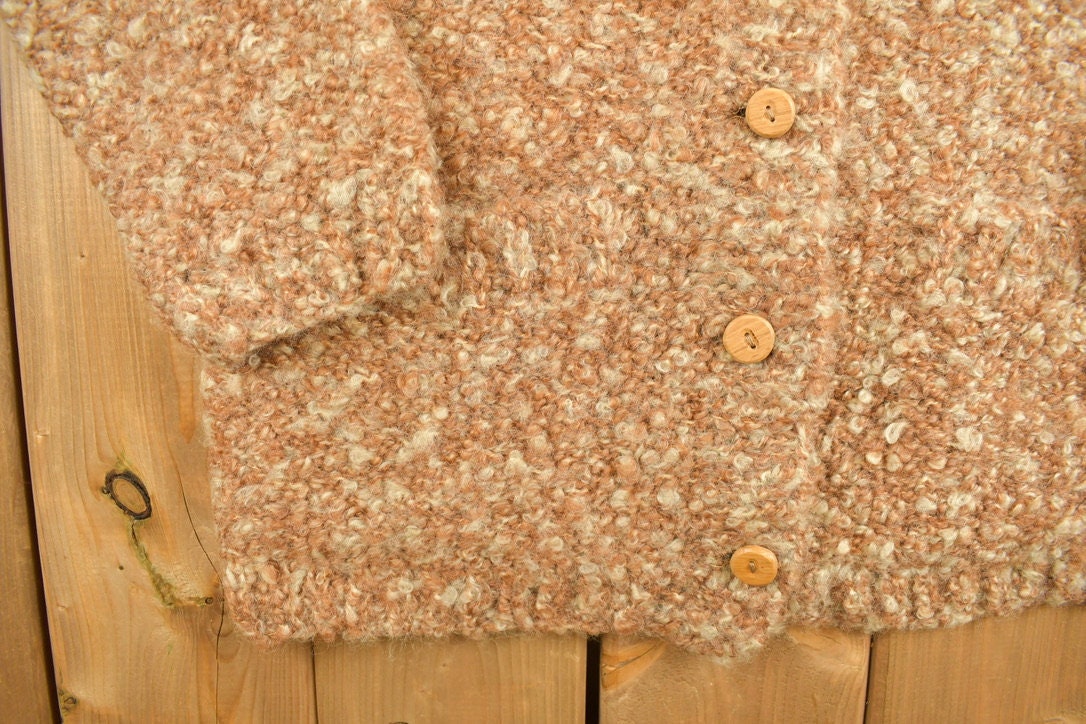 Vintage 1960s Button Up Knit Sweater  Vintage 90s Crewneck  Outdoorsman  Vintage Knit  Winter Sweatshirt