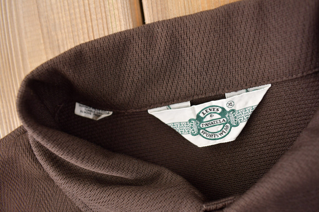 Vintage 1970s Levi's Panatela Western Style Brown Button Up Shirt Made in USA Size XL