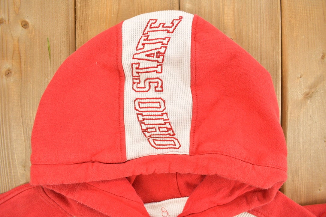 Vintage 1990s Majestic University Of Ohio State Buckeyes Embroidered Hoodie