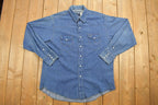 Vintage 1990s Wrangler Western Style Denim Snap Button Shirt
