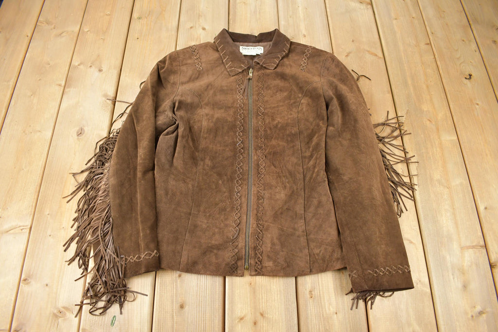 Vintage 1990s Nancy Bolen City Girl Petite Suede Fringe Jacket