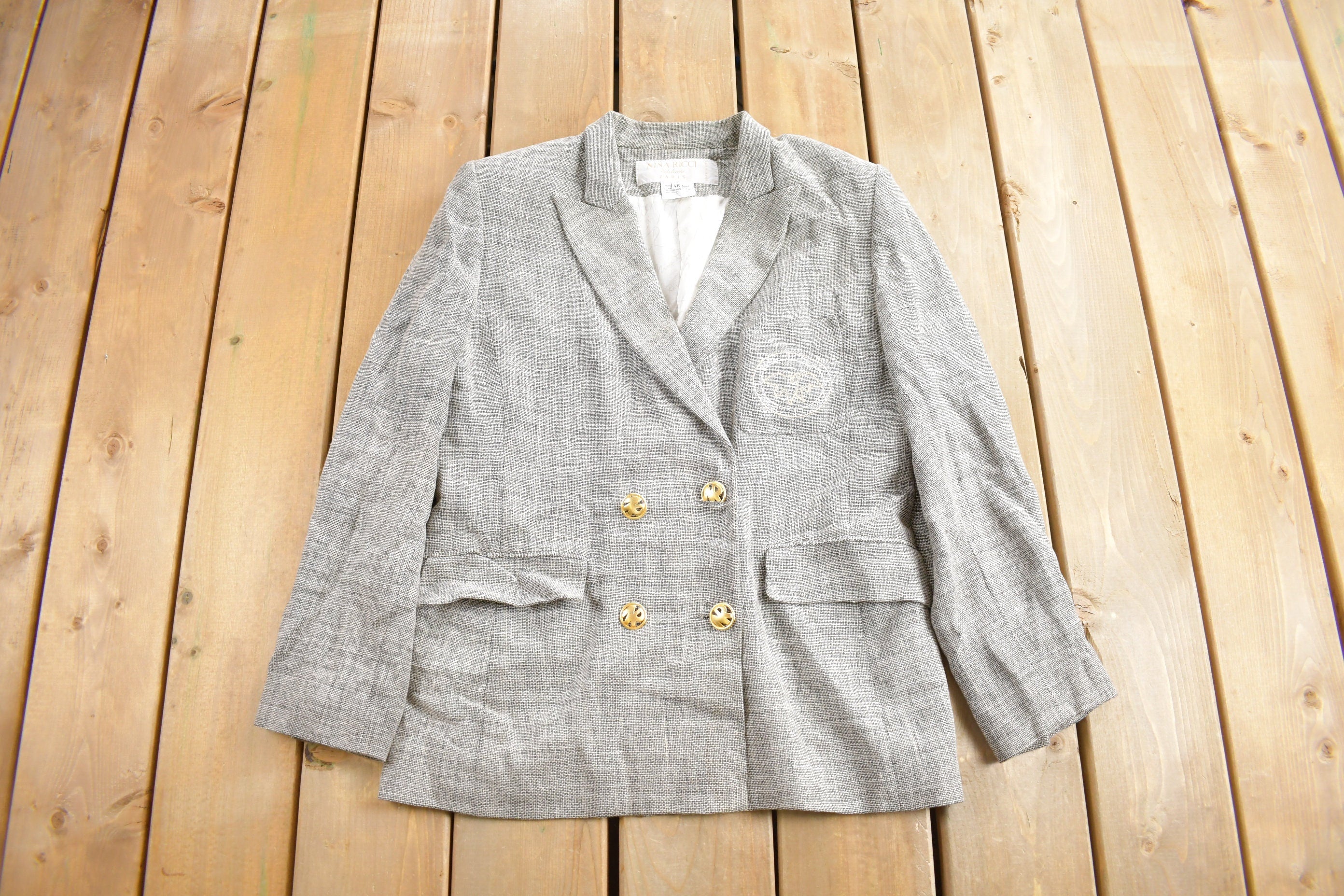 Vintage 1990s Nina Ricci Blazer Jacket & Skirt Set Size 46