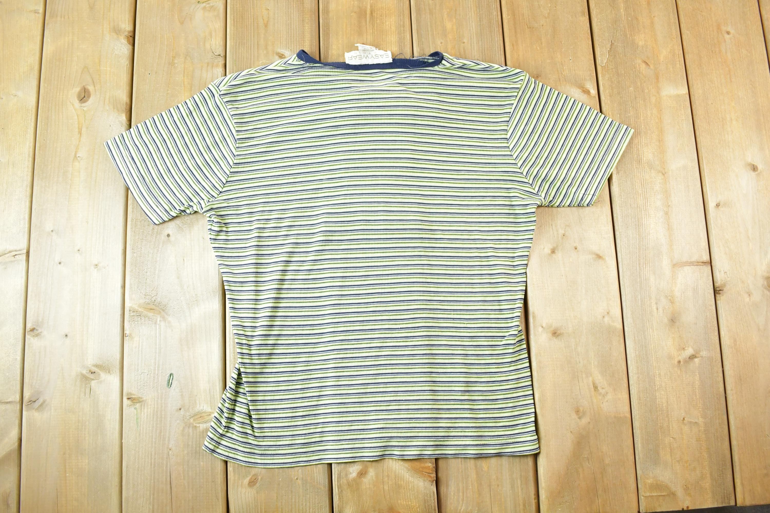 Vintage 1990s Easy Wear Striped Grunge Souvenir T-Shirt Womens M