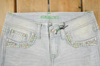 Vintage Deadstock Y2K Grace In LA Bedazzled Bootcut Low Rise Jeans Women's Size 26 x 31