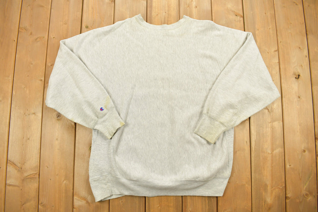 Vintage 1980's Champion Reverse Weave Warm-up Collegiate Crewneck University of Niagara Heavily Distressed.