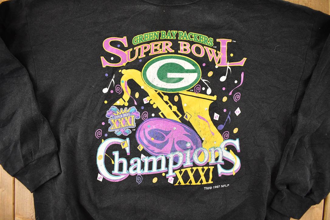 Vintage 1997 Green Bay Packers Super Bowl Champions NFL Crewneck Sweatshirt Men's L