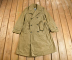 Vintage 1980s Army Military Button Down Overcoat
