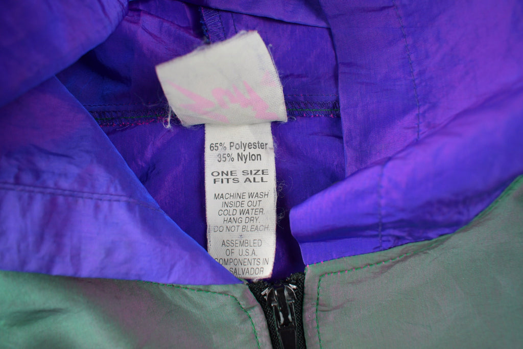 Vintage 1980s Surf Style Interplanetary Body Gear Quarter Zip Windbreaker Jacket Made In USA