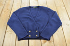 Vintage 1990s Charter Club Farm Wool Knit Cardigan Sweater Women's L