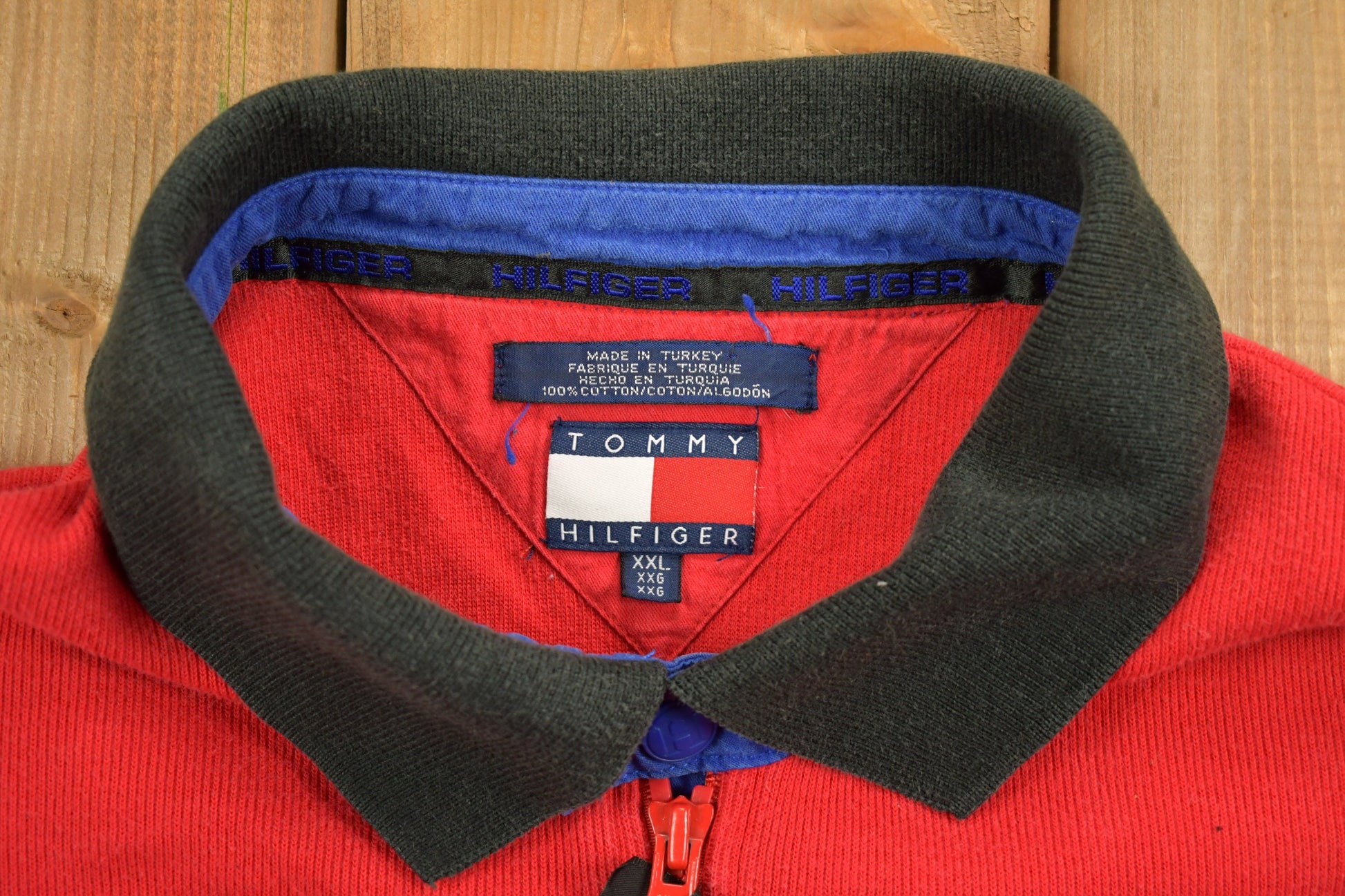 Vintage 1990s Tommy Hilfiger Collared Embroidered Quarter Zip Fleece Sweater