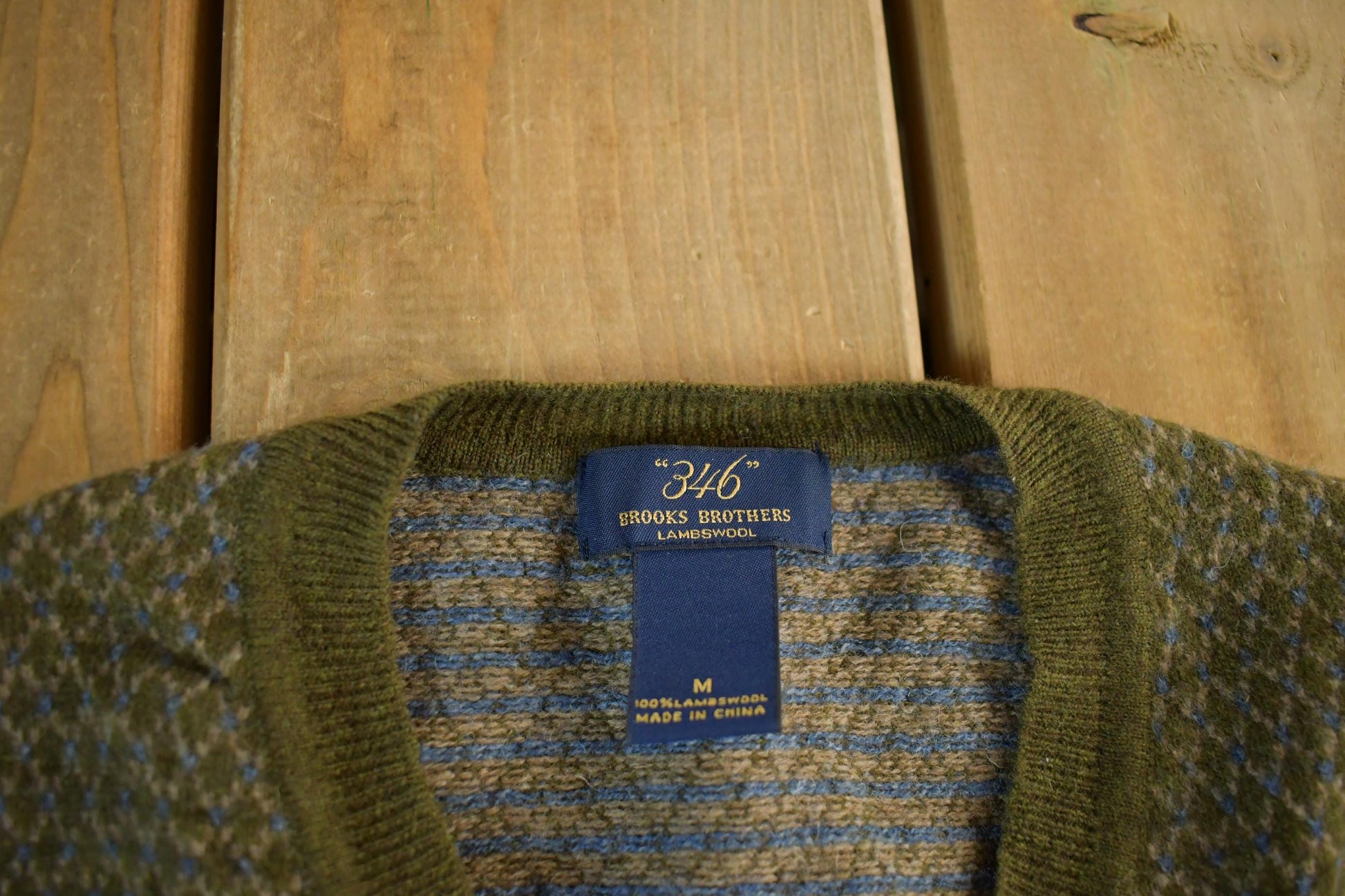 Vintage 1990s 346 Brooks Brothers Wool Knit Vest V Neck Sweater Men's Medium / Argyle / Pullover Sweatshirt / Classic Sweater / Grandpa