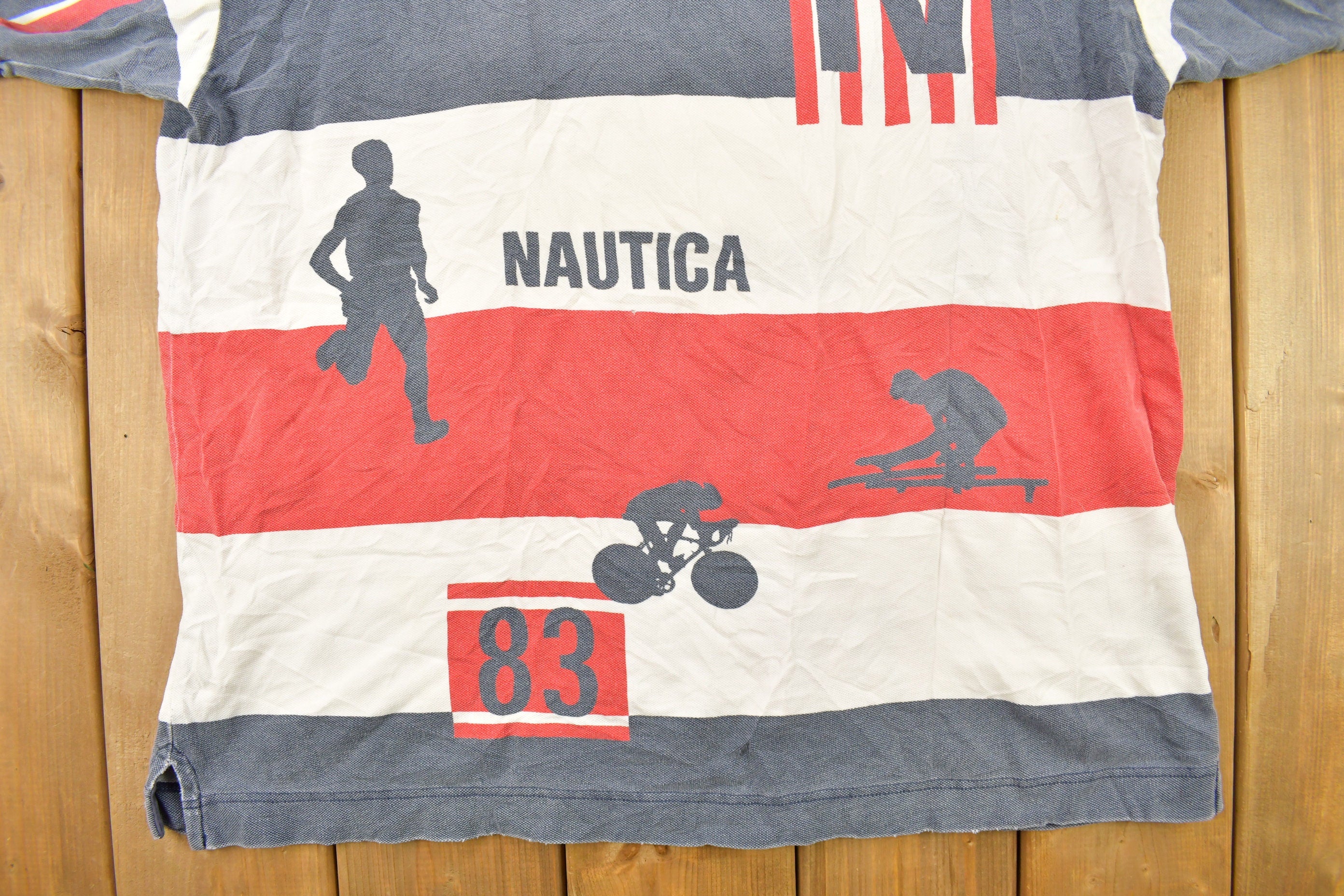 Vintage 1990s Nautica Olympic Games Color Block Polo Shirt / All Over Print / Streetwear / Vintage Nautica / Golf Shirt / Vintage Nautica