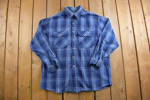 Vintage 1990s Bay Area Traders Button Down Shirt / 1990s Plaid Shirt / Vintage Flannel / Casual Wear / Workwear / Pattern Button Up