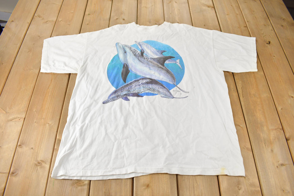 Vintage 1990s Dolphins Theme Single Stitch Graphic T-Shirt Made In USA