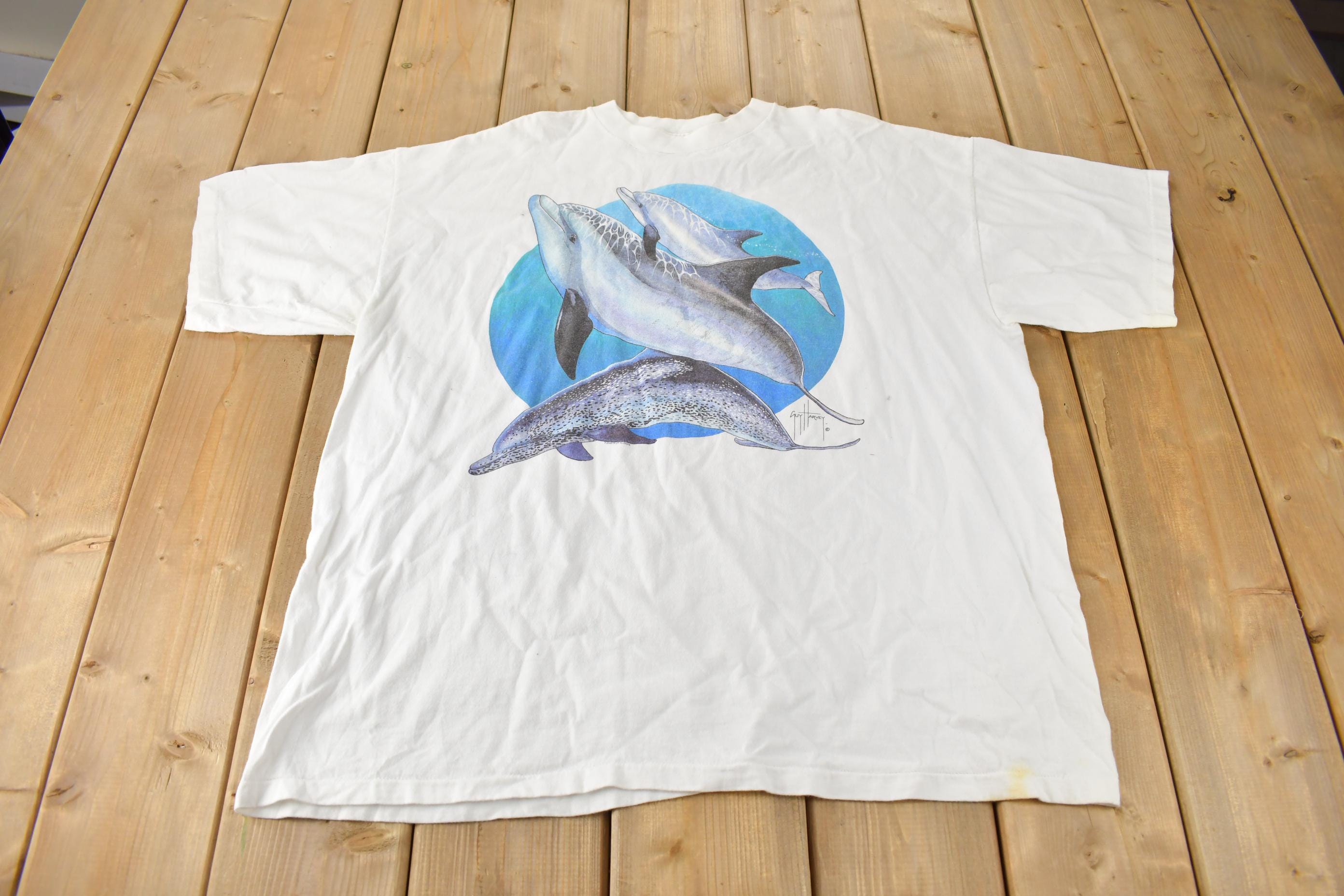 Vintage 1990s Dolphins Theme Single Stitch Graphic T-Shirt Made In USA