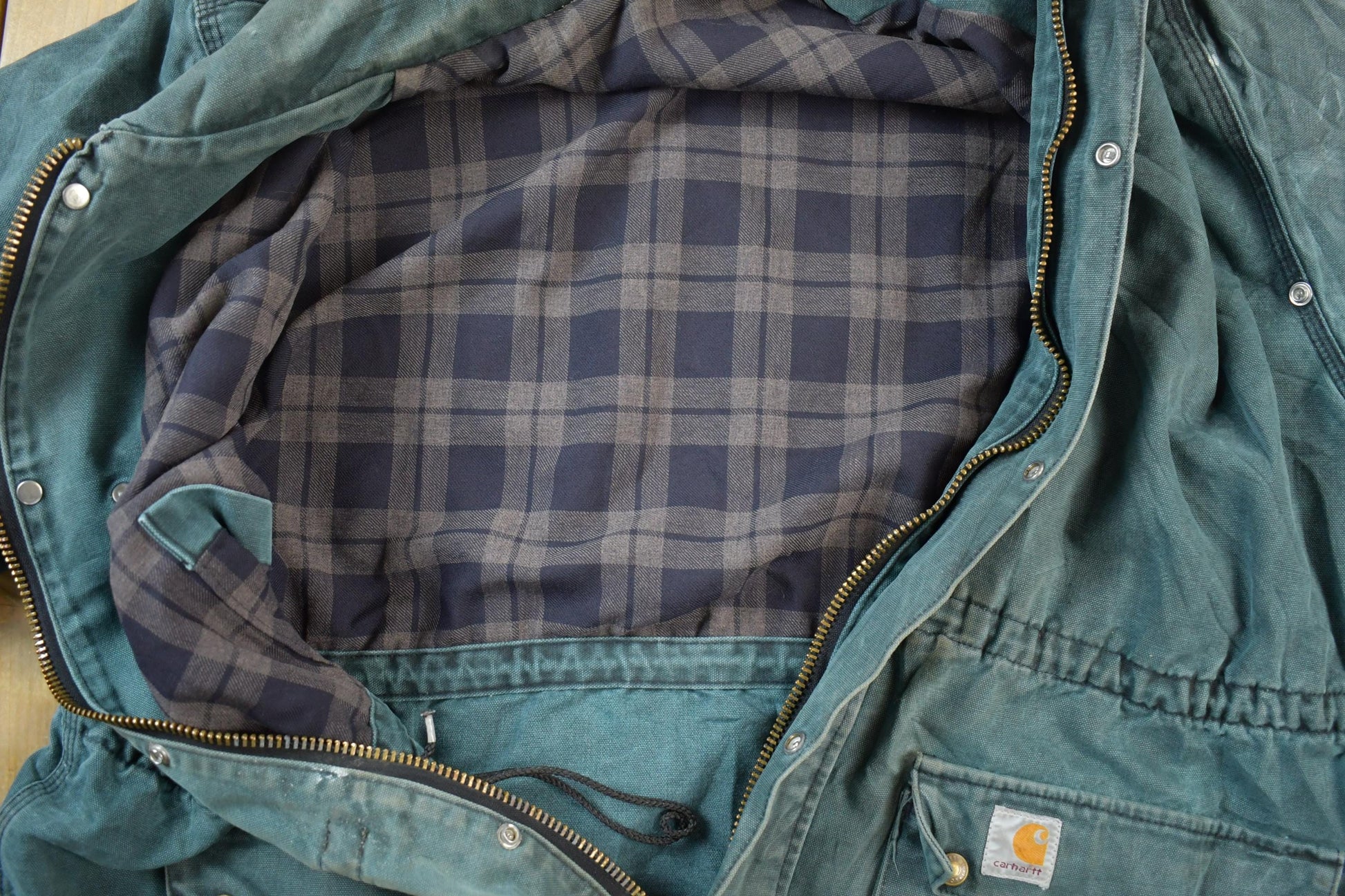 Vintage 1990s Distressed Carhartt Blanket Lined Jacket Made In USA